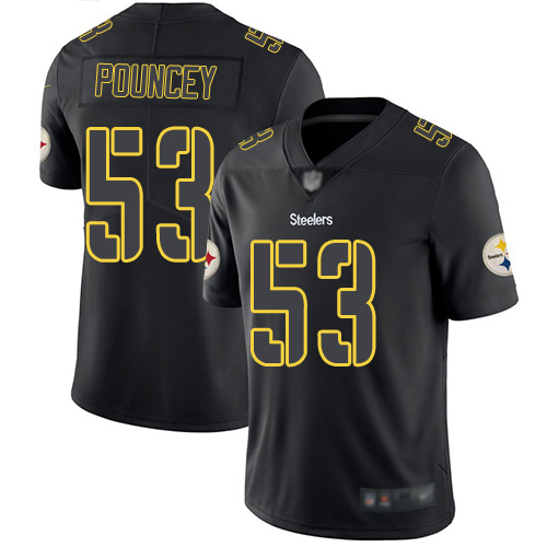 Men Pittsburgh Steelers Football 53 Limited Black Maurkice Pouncey Rush Impact Nike NFL Jersey